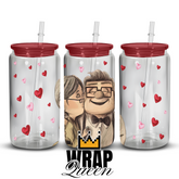 UP Cartoon Film UV DTF 16oz Glass Cup Wrap